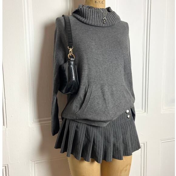 Vila Milano Cowl Turtleneck grey knit sweater with circular hem size S - Picture 1 of 7